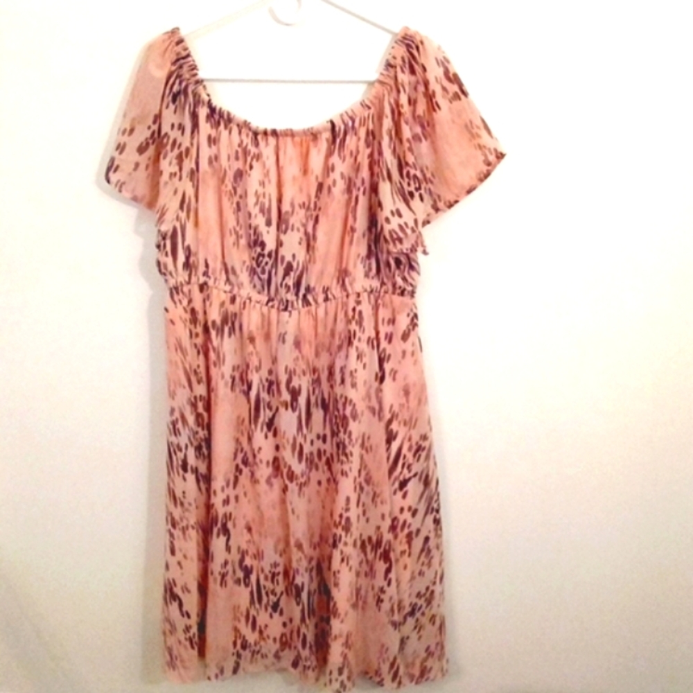 Torrid Women's Blush Burgundy Flutter Sleeve Stylized Animal Print Dress Size 1X